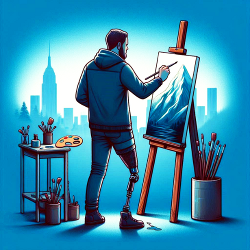 a man painting a picture